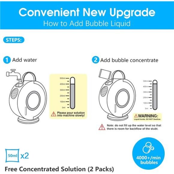 Bubble Machine for Kids Toddlers,Automatic Bubble Blower Rechargeable, 90° 360° - Picture 5 of 7